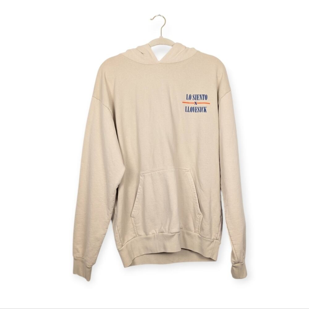 Talentless Lo Siento Hoodie L Bone Llovesick Graphic Pullover Streetwear Casual